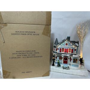 Avon Holiday Splendor Lighted Fiber Optic House Christmas Village 2002‎